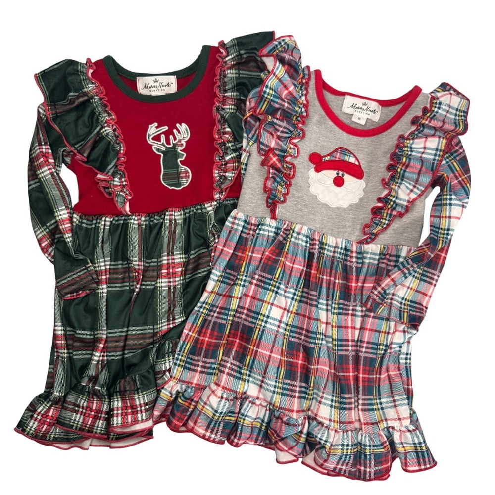 Christmas Pajamas‎ Gown Dress Bundle Marie Nicole SZ S Ruffle Santa Deer Holiday